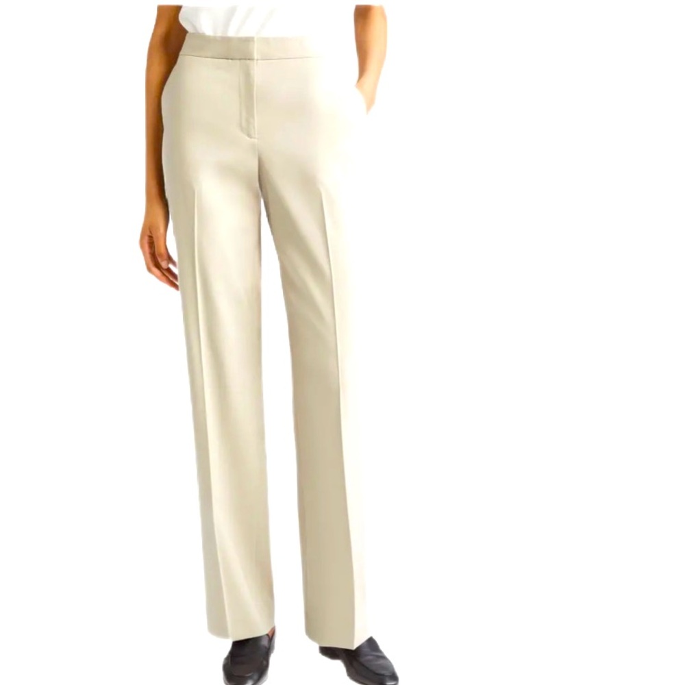 Lafayette 148 New York Fully Lined Virgin Wool Cream Trousers Size 8